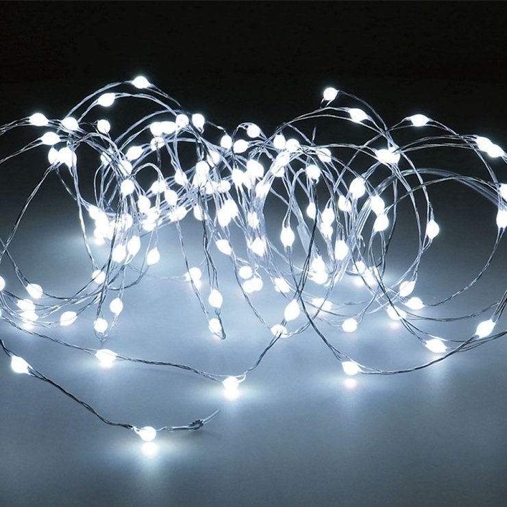 Kaemingk light chain 120 Micro LED cold white flashing function 6m outdoor silver - Thumbnail 1