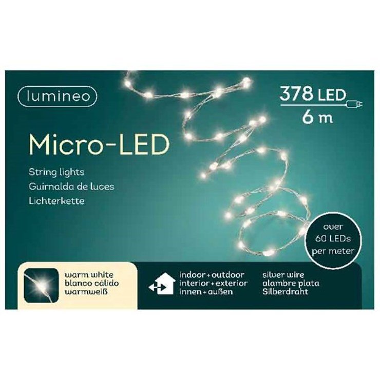 Kaemingk Lumineo LED Strang Micro 378 LED 6m silber - Thumbnail 2