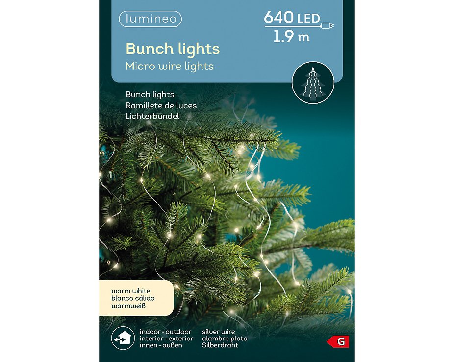 Faisceau lumineux Kaemingk 640 Micro LED blanc chaud 32 x 1,9 m extérieur argent - Thumbnail 5