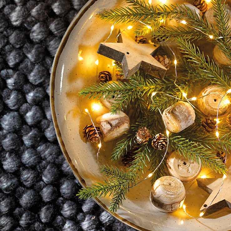 Kaemingk filo di luce a catena 120 Micro LED bianco caldo 6m all'esterno - Thumbnail 1