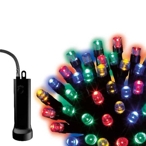 Chaîne lumineuse Kaemingk 96 LED colorées fonctionnant sur batterie 7,1 m  en extérieur noir