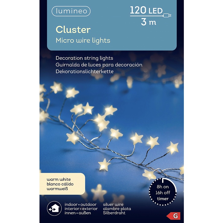 Kaemingk Lumineo luzes de fadas cluster estrelas 120 LED branco quente exterior 3 m prata - Thumbnail 4