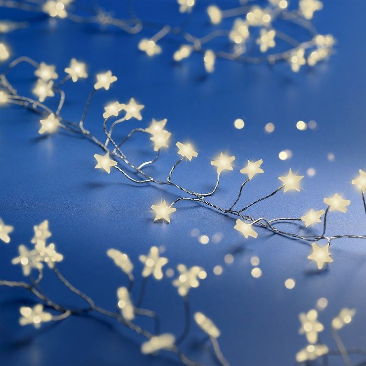 Kaemingk Lumineo Guirlande lumineuse Cluster étoiles 120 Micro LED blanc chaud 3 m argenté - Thumbnail 1