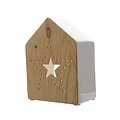 Kaemingk Windlicht Dolomit Keramikhaus 15cm Holzoptik weiß