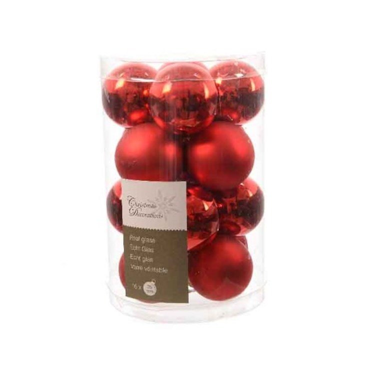 Kaemingk Weihnachtskugeln Mini 3,5cm Glas glanz/matt 16 Stück rot - Pic 1