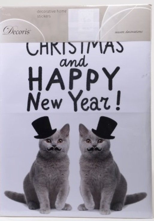 Kaemingk Wall Sticker Cats Christmas 49 x 69cm - Pic 1