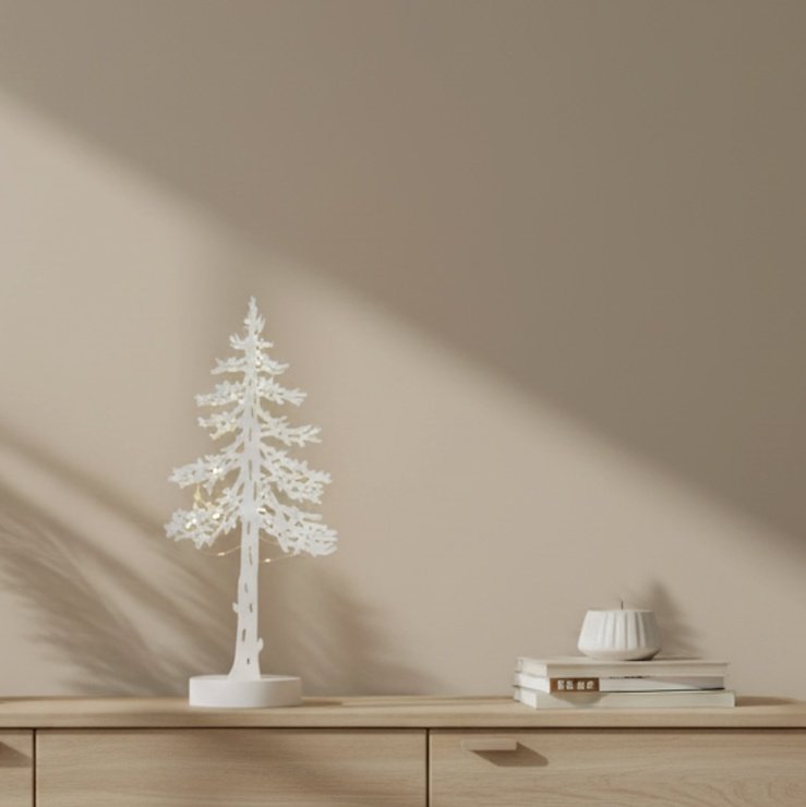 Kaemingk Lumineo LED-Baum Silhouette 8 LED warmweiß innen 35 cm Holz weiß - Thumbnail 1