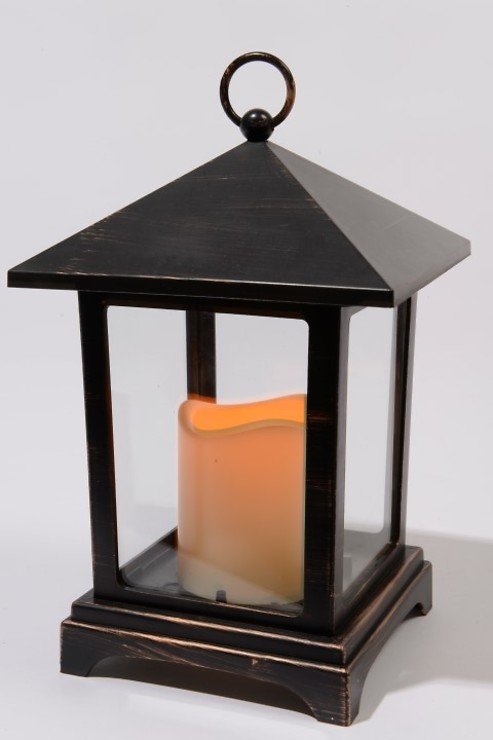 Kaemingk Laterne Kunststoff schwarz mit LED Kerze außen - Pic 1
