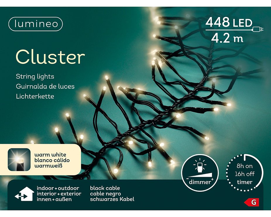 Kaemingk light chain cluster with dimmer 448 LED warm white outside 3 m black - Thumbnail 6
