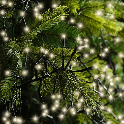 Chaîne lumineuse Kaemingk Cluster 1128 LED blanc chaud extérieur 10m noir