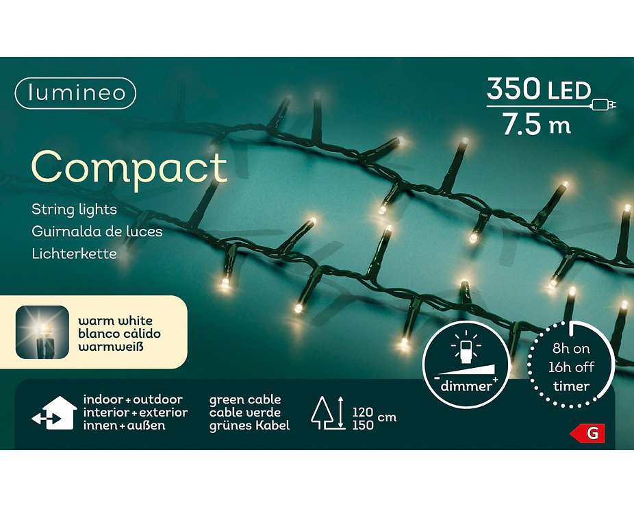 Kaemingk Fairy Lights Compact with Dimmer 350 LED warm white outside 7.5 m green - Thumbnail 5
