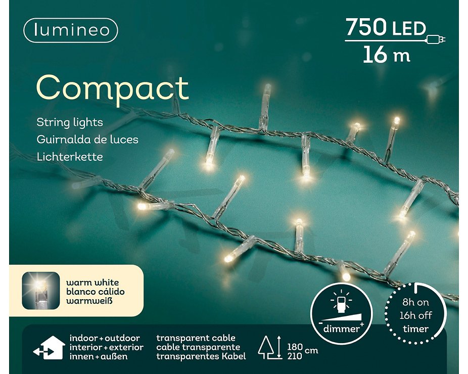 Kaemingk Lumineo bajkowe światła Compact 750 LED ciepły biały 16m przezroczysty na zewnątrz - Thumbnail 5
