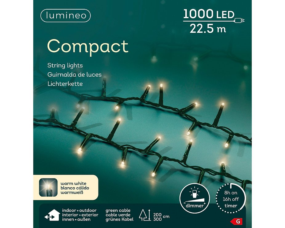 Chaîne lumineuse Kaemingk Compact avec gradateur 1000 LED blanc chaud extérieur 22,5 m vert - Thumbnail 6 Chaîne lumineuse Kaemingk Compact avec gradateur 1000 LED blanc chaud extérieur 22,5 m vert - Thumbnail 6