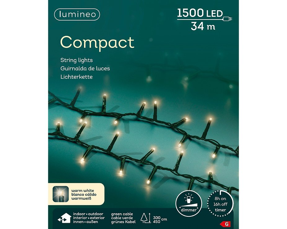 Chaîne lumineuse Kaemingk Compact 1500 LED blanc chaud extérieur 34 m vert - Thumbnail 6