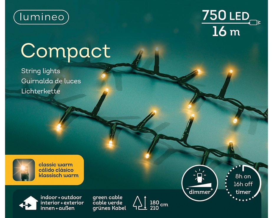 Catena luminosa Kaemingk Compact 750 LED classic classic warm outdoor 16 m verde - Thumbnail 6