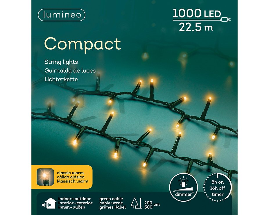 Kaemingk Lumineo lampki choinkowe Compact 1000 LED klasyczne ciepłe 22,5m zielone zewnętrzne - Thumbnail 6