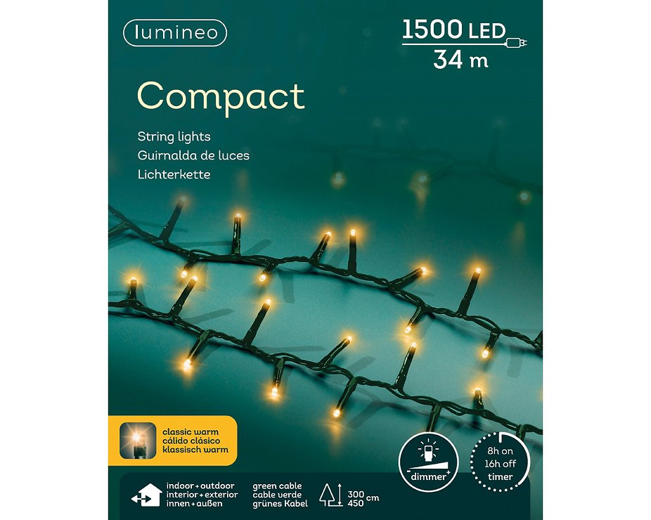 Chaîne lumineuse Kaemingk Compact 1500 LED classic warm outdoor 34 m vert - Thumbnail 6