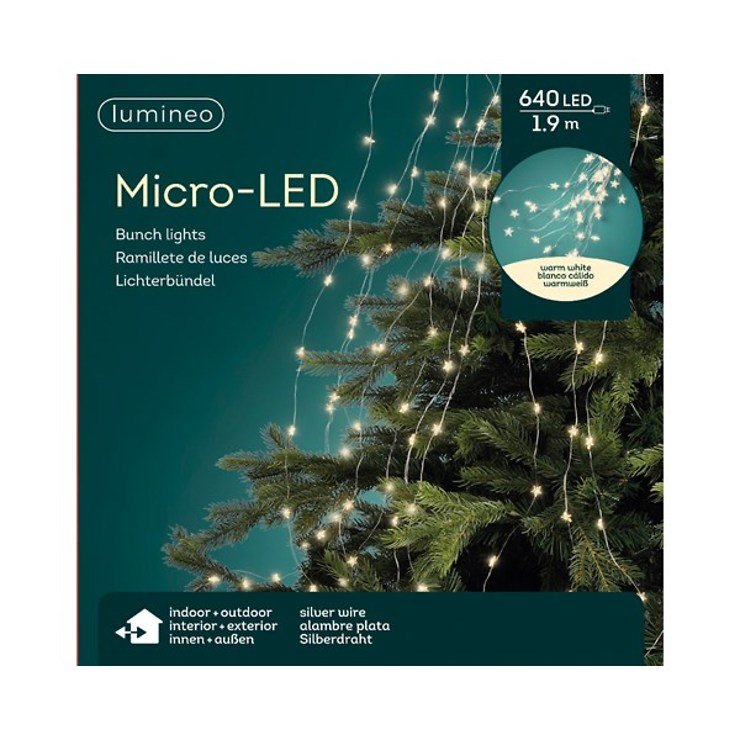 Faisceau lumineux Kaemingk étoile 640 Micro LED blanc chaud 1,9 m extérieur argent - Thumbnail 4