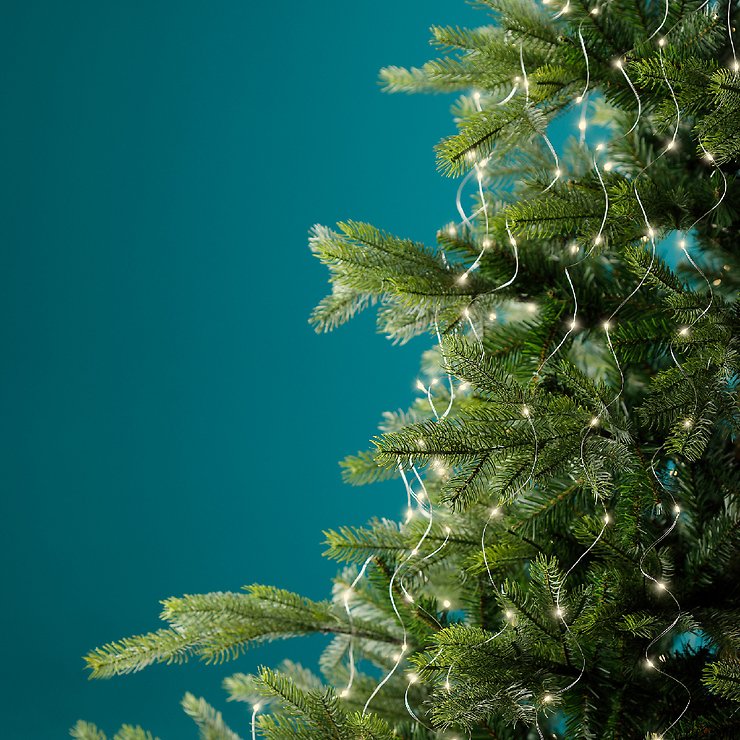 Kaemingk Lumineo haz de luz 320 Micro LED blanco cálido 16 x 1 m plata - Thumbnail 1