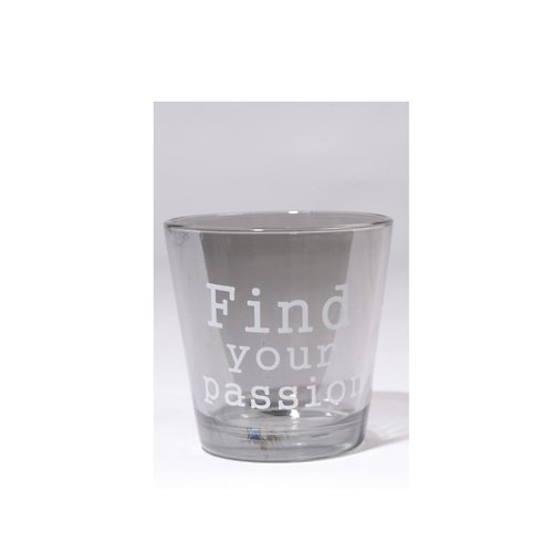 Kaemingk Windlicht Glas Find Your Passion grau