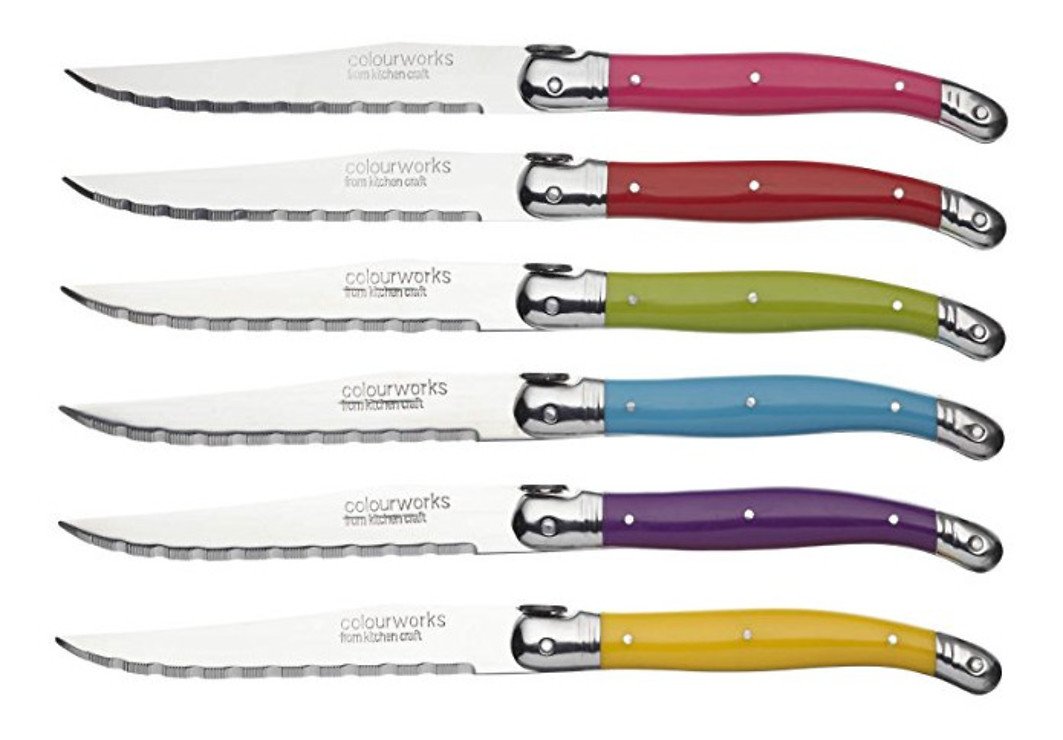KitchenCraft steak knife Colourworks set of 6 colorful - Pic 1