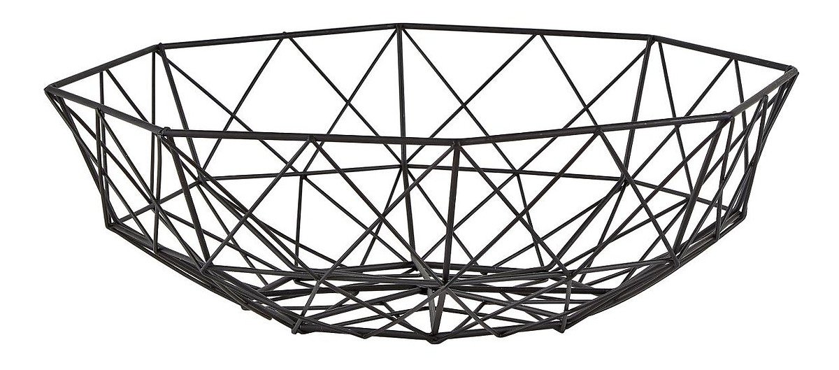 KJ Collection Obstkorb 31 x 10,5 cm Metall schwarz - Thumbnail 1