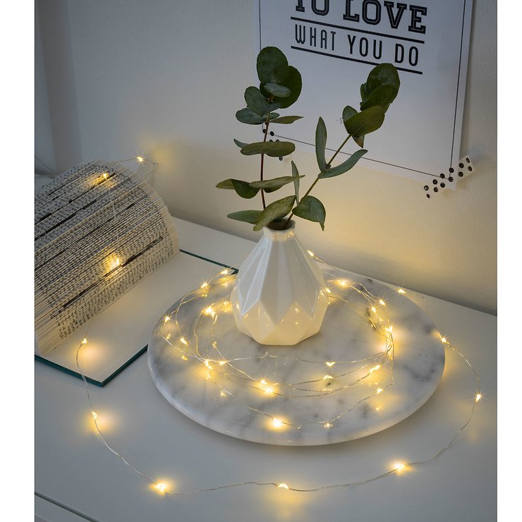 Konstsmide fairy lights Micro 40 LED warm white 3,9m inside silver battery timer - Thumbnail 2