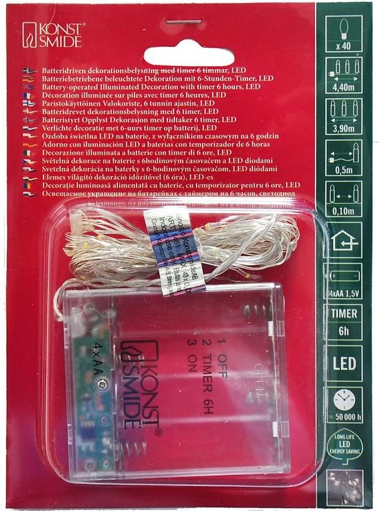 Konstsmide fairy lights Micro 40 LED warm white 3,9m inside silver battery timer - Thumbnail 3