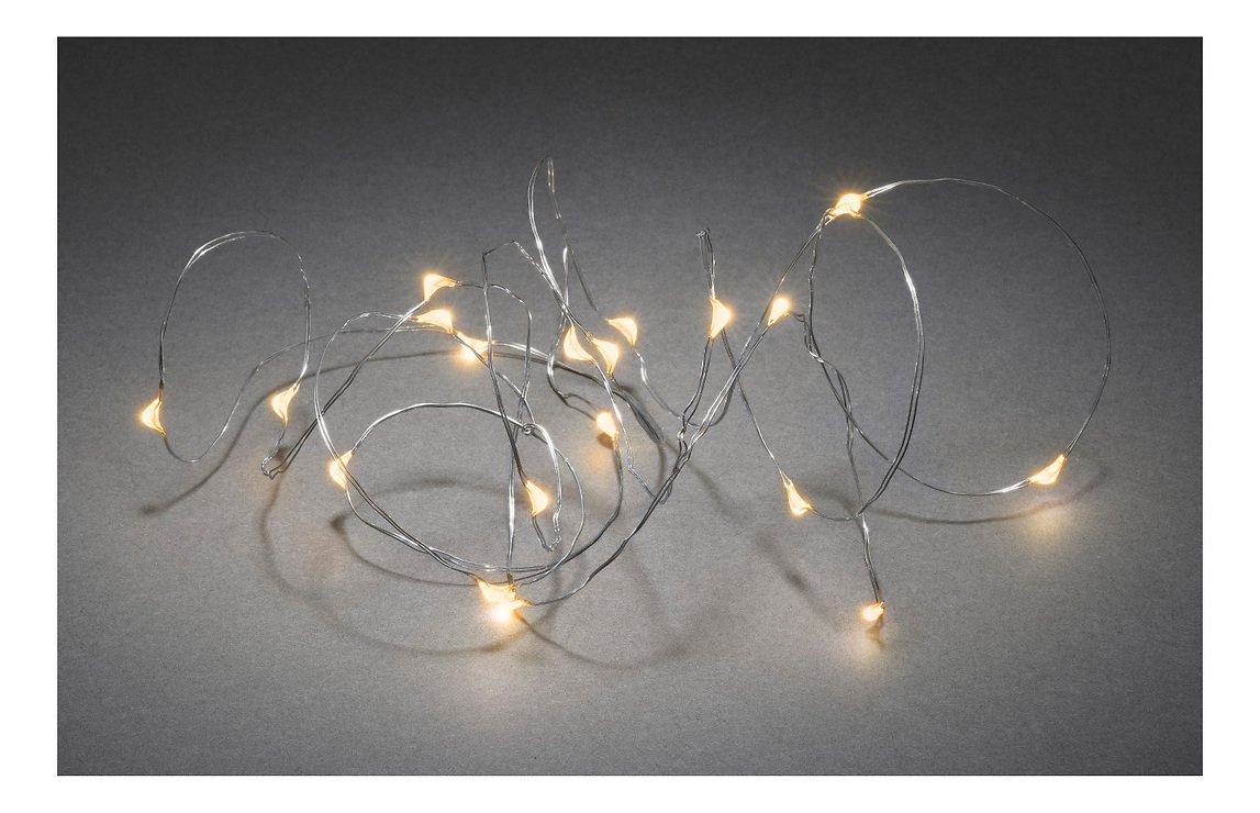 Konstsmide Fairy Lights Micro 40 LED Amber 3.9m Silver Wire Battery Timer - Pic 1