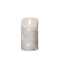 Konstsmide LED candela in vera cera 7,5x13,5 cm con decorazione a catena luminosa bianca - Thumbnail 2