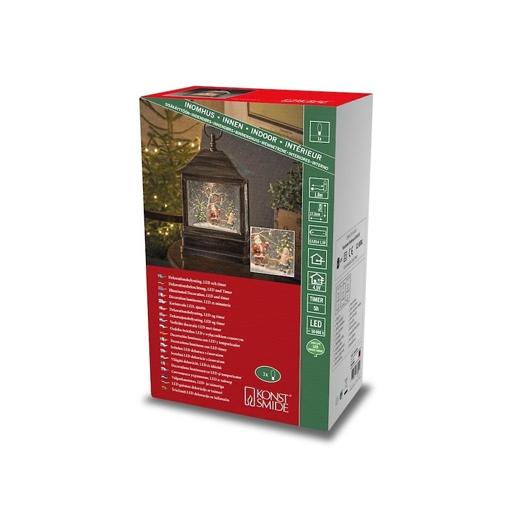Konstsmide LED Schneelaterne Weihnachtsmann wassergefüllt 1 LED Batterie und Trafo - Thumbnail 3