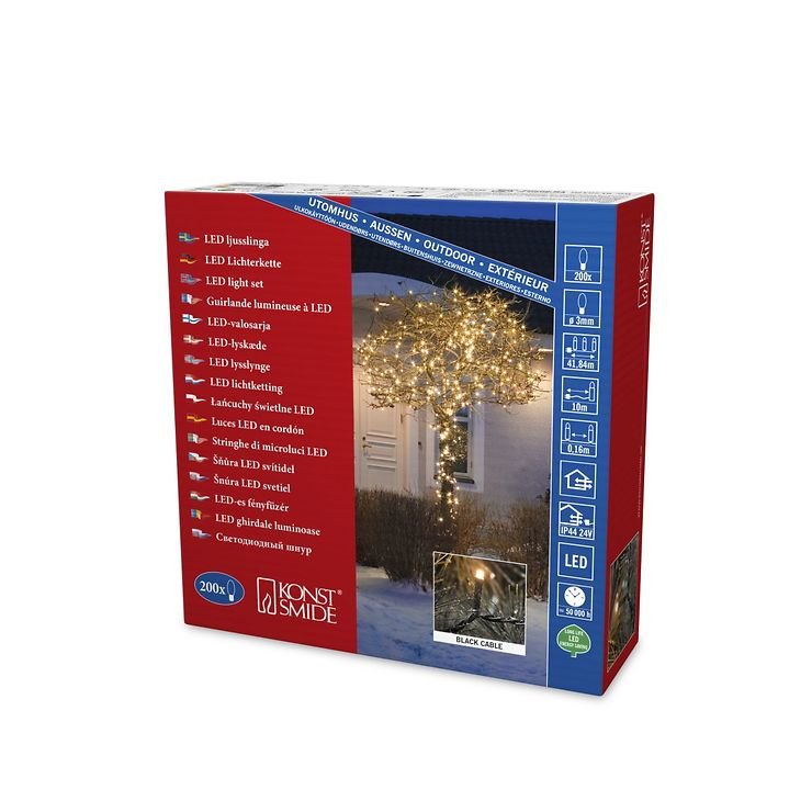Konstsmide LED Lichterkette 200 LED bernsteinfarben 31,84m schwarz außen - Thumbnail 3