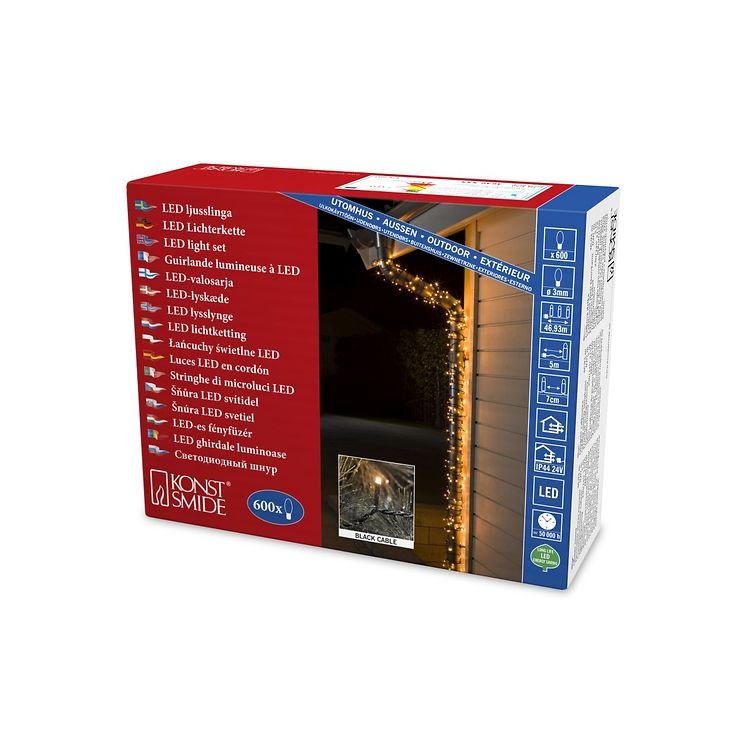 Konstsmide LED Lichterkette 600 LED bernsteinfarben 41,93m schwarz außen - Thumbnail 3