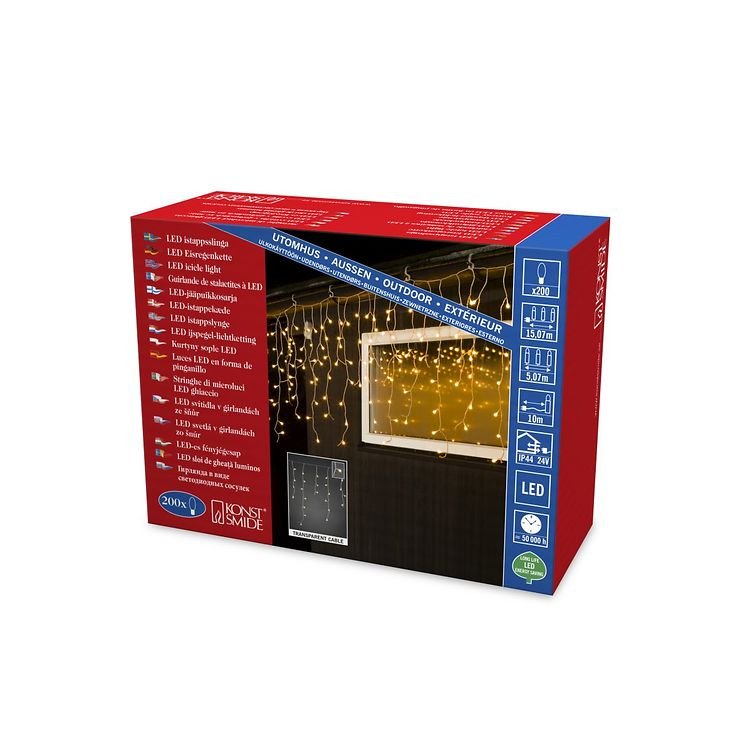 Konstsmide LED nevischio tenda luminosa a LED 200 LED bianco caldo all'aperto 5,07m trasparente - Thumbnail 3