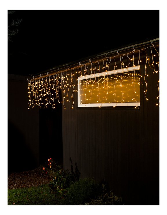 Konstsmide Lichtervorhang Eisregen 400 LED bernstein 10m transparent außen - Thumbnail 2