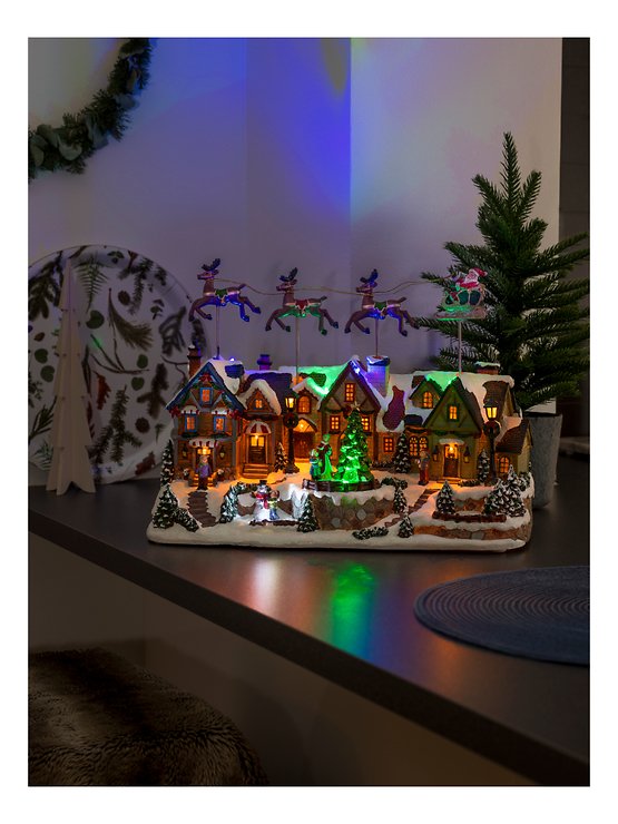 Konstsmide Szenerie Leuchtdekoration Weihnachtsdorf mit Melodie 12 LED