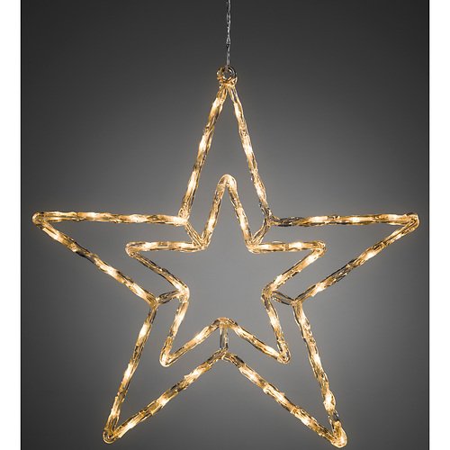 Konstsmide Leuchtstern Acryl 48 LED warmweiß 58cm Timer außen transparent