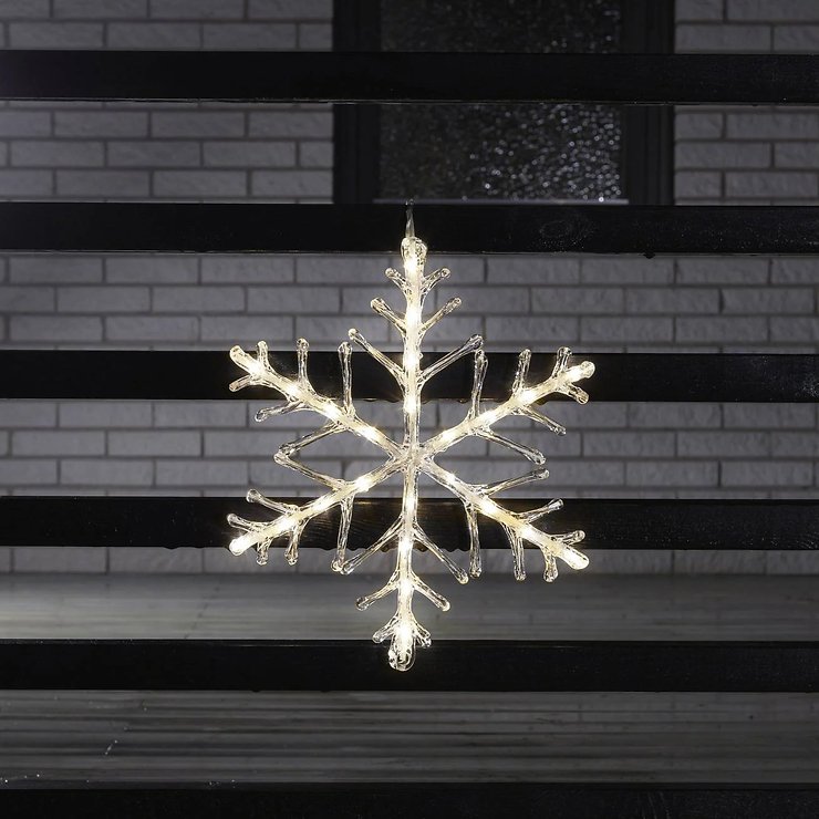 Konstsmide LED-Leuchtanhänger Schneeflocke Acryl 24 LED warmweiß transparent - Thumbnail 1