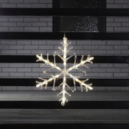 Konstsmide LED-Leuchtanhänger Schneeflocke Acryl 24 LED warmweiß transparent