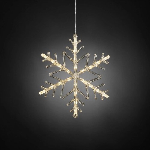 Konstsmide LED light pendant snowflake 24 LED warm white outdoor acrylic transparent