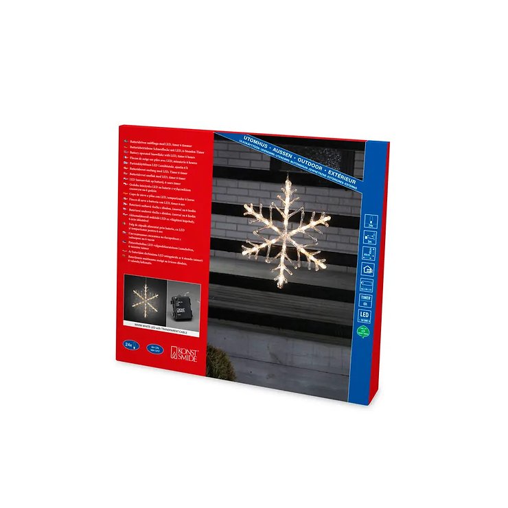 Konstsmide LED-Leuchtanhänger Schneeflocke Acryl 24 LED warmweiß transparent - Thumbnail 5