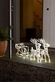 Konstsmide 96 warm white diodes LED acrylic set sleigh with 2 reindeer - Thumbnail 1