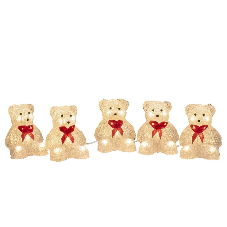 Konstsmide LED Bears Set of 5 40 LED warm white outdoor acrylic transparent - Thumbnail 1