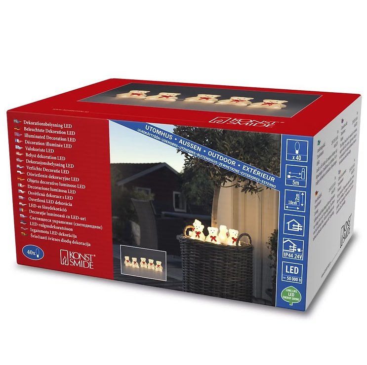 Konstsmide LED Bears Set of 5 40 LED warm white outdoor acrylic transparent - Thumbnail 3