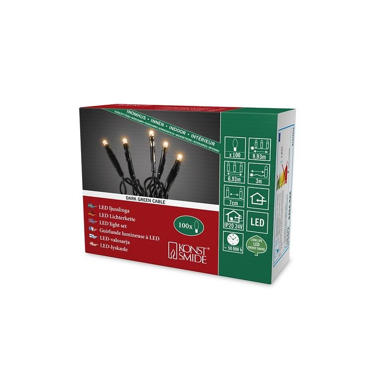 Konstsmide LED light string 100 LED amber inside 6,93m dark green - Thumbnail 3