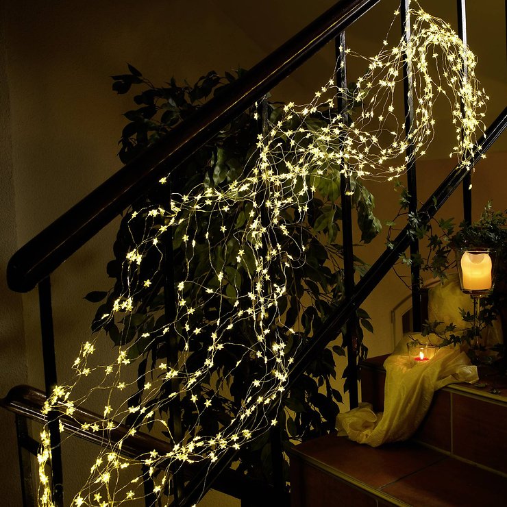 Konstsmide LED luce LED a catena stella lametta 480 LED bianco caldo interno 2m argento - Thumbnail 2