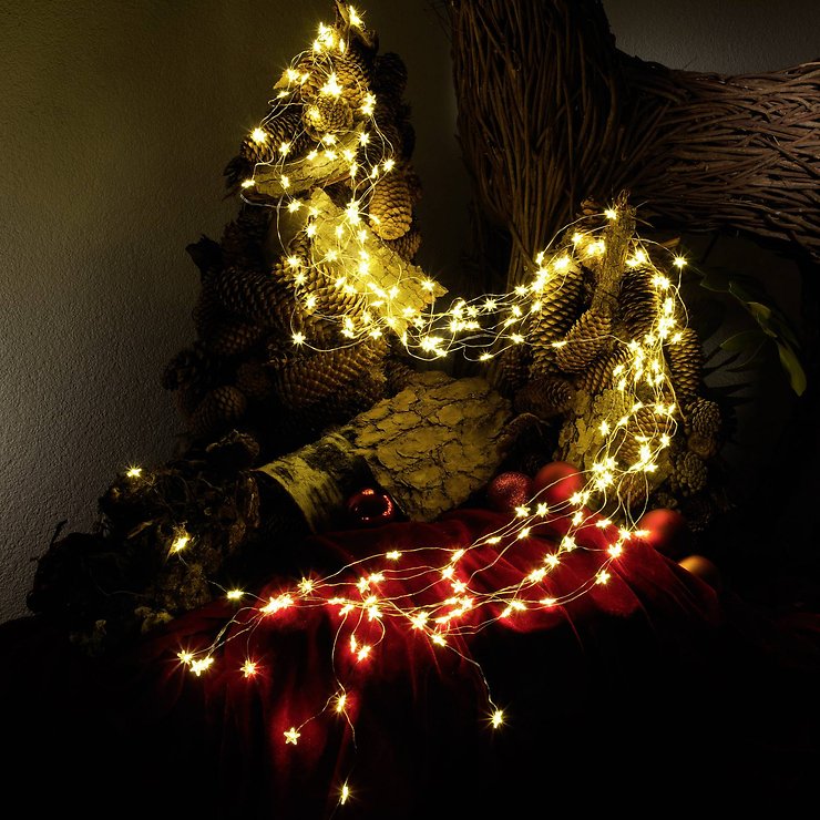 Konstsmide LED fata luci LED stellato orpello 702 LED bianco caldo interno 2,7m argento - Thumbnail 3