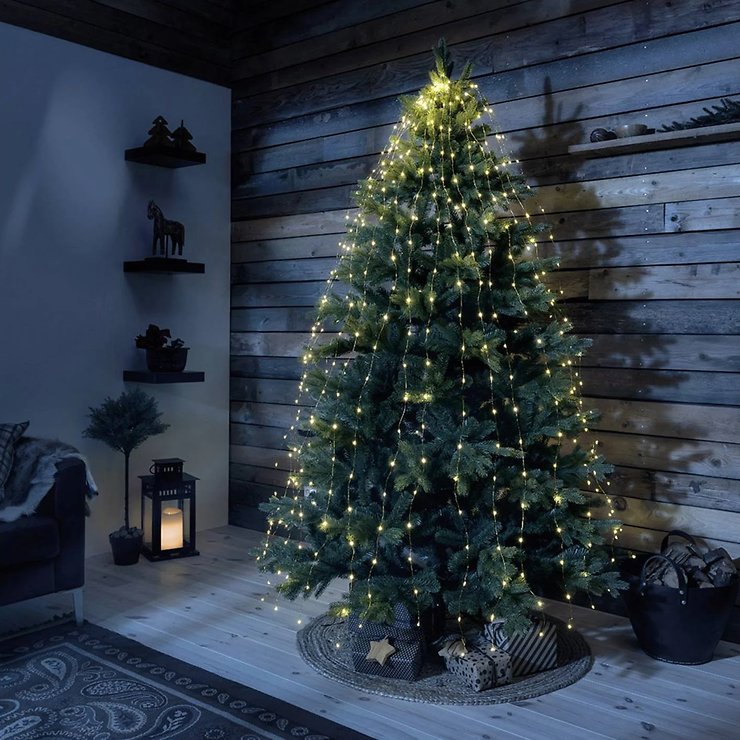 Chaîne lumineuse Konstsmide manteau d'arbre 5 brins de fil argenté 180 LED ambre - Thumbnail 2