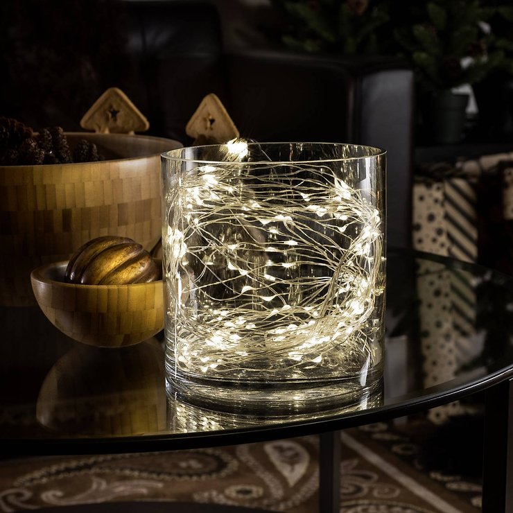 Konstsmide LED a catena luminosa a goccia a LED 90 LED bianco caldo indoor 90cm argento - Thumbnail 2