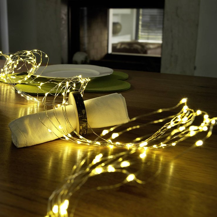 Konstsmide LED a catena luminosa a goccia a LED 90 LED bianco caldo indoor 90cm argento - Thumbnail 3